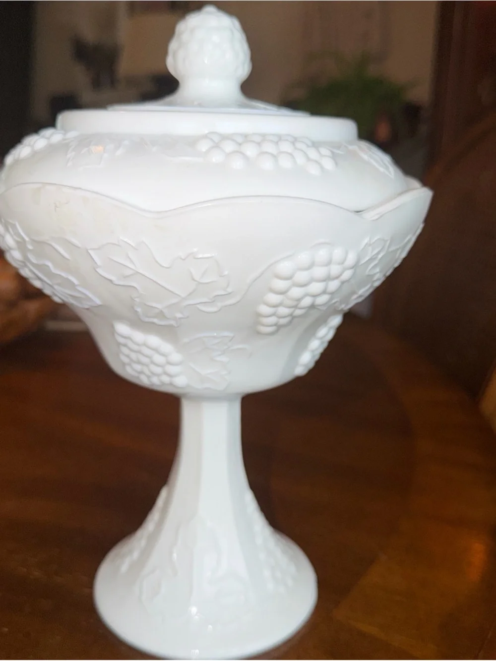 White Milk Glass Covered Compote Pedestal Dish - Classic Home Accents